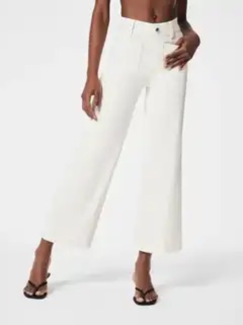 Tummy Control Cropped Wide-Leg Jeans, White, 2XL (18-20)